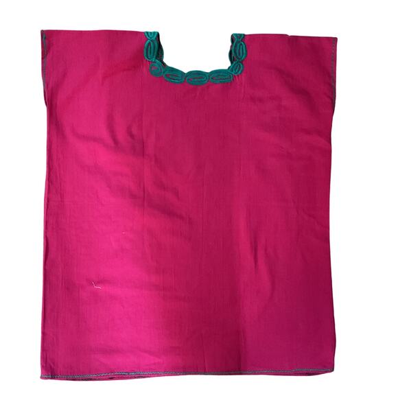 Blouse Pink Artisanal Floral Top Embroidered Mexican from Chiapas Folk Art - Picture 6 of 7